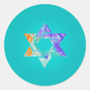 Sticker Rond Arrière - plan de l'étoile de David de