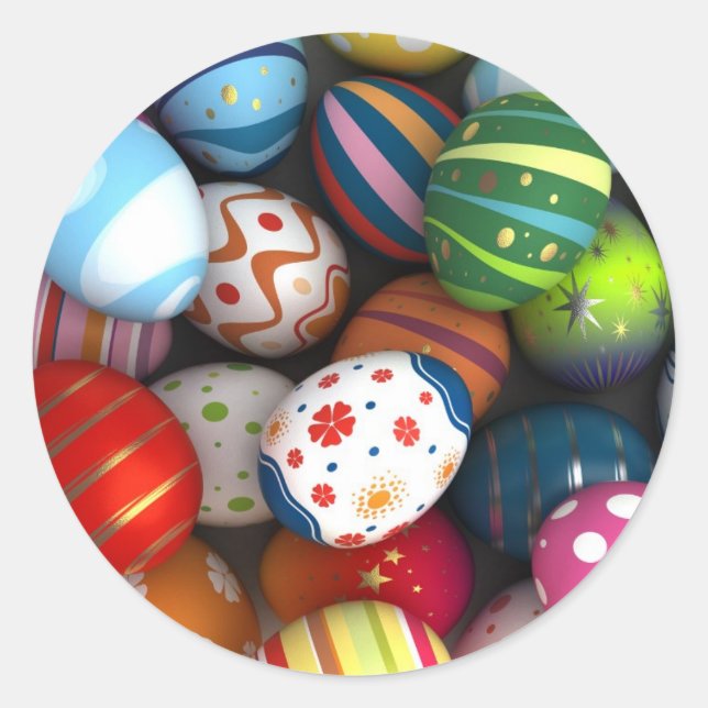 Sticker Rond Arrière - plan de Pâques (Devant)
