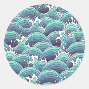 Sticker Rond Arrière - plan décoratif de vague de mer