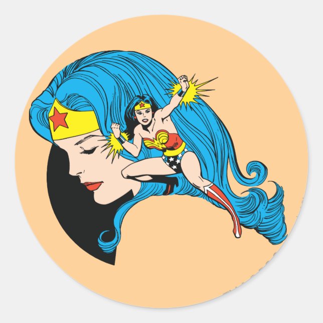 Sticker Rond Arrière - plan du profil Wonder Woman (Devant)