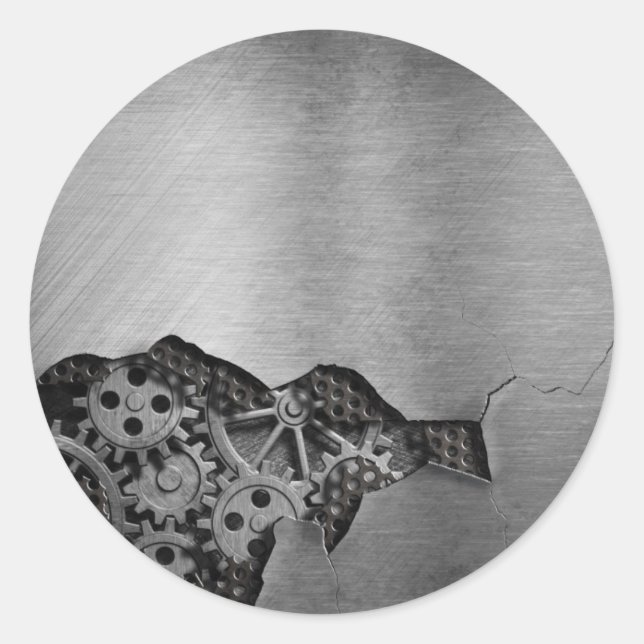 Sticker Rond Arrière - plan en métal avec des dommages (Devant)