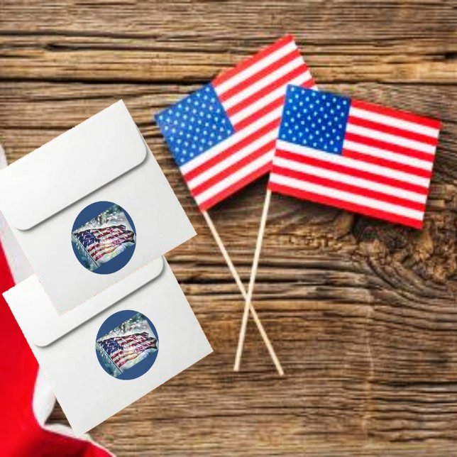 Sticker Rond Arrière-plan Fireworks (Plan your patriotic activities, with these Flag Stripes Stickers, and get the word out!)