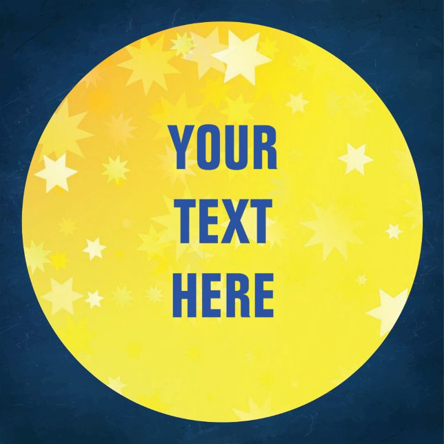 Sticker Rond Arrière - plan Gold Stars avec texte personnalisé (Créateur téléchargé)