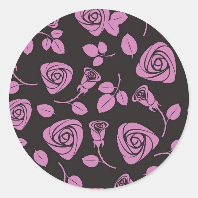 Sticker Rond Arrière - plan rose floral (Devant)