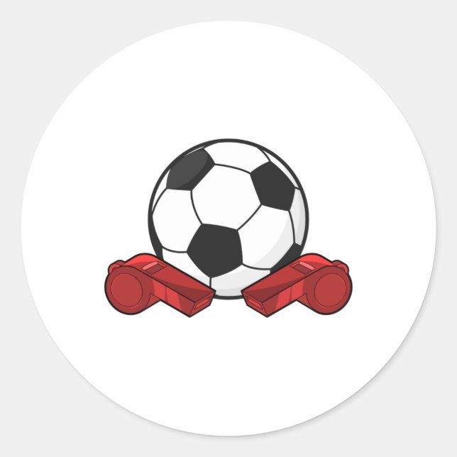 Sticker Rond Arrivée sifflet & balle de football (Devant)
