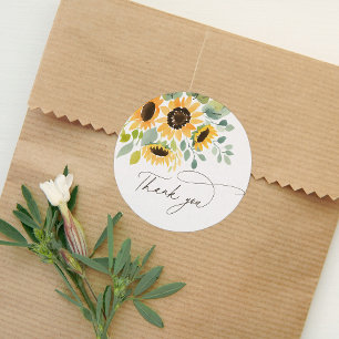 Sticker Rond Arrosage de mariage tournesol aquarelle
