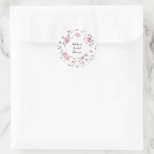 Sticker Rond Arrose florale de roses roses pour une baby shower