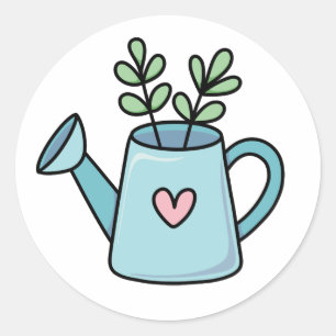 Sticker Rond Arrosoir Mignon Jardin Fantaisiste
