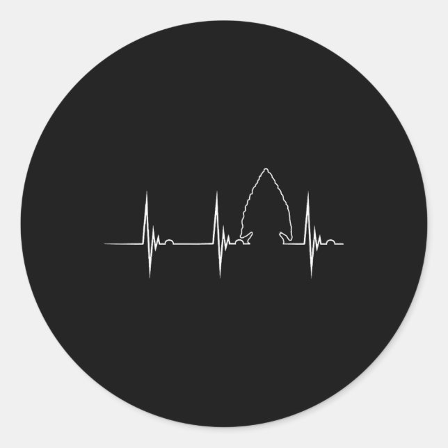 Sticker Rond Arrowhead Hunter Heartbeat Ekg Pulse Hunter Flint (Devant)