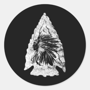 Sticker Rond Arrowhead Hunter Indian Chief Relic Hunter Native