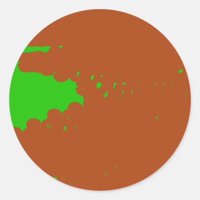 Sticker Rond art abstrait marron et vert (Devant)