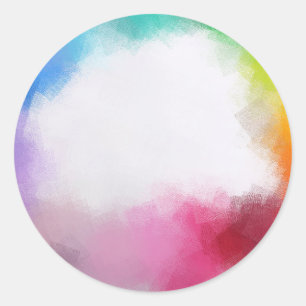Sticker Rond Art Abstrait Modèle blanc rouge jaune orange bleu