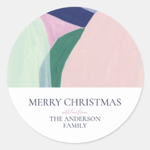 Sticker Rond Art Abstrait Photo personnalisée Noël Cadeau de No