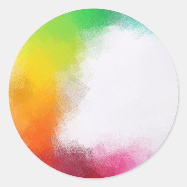 Sticker Rond Art Abstrait Rouge Jaune Orange Bleu Vert Rose (Devant)