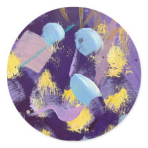 Art abstrait violet, bleu et jaune vif
