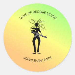 Sticker Rond Art Africain, Fête des pères de Joueur de Guitare