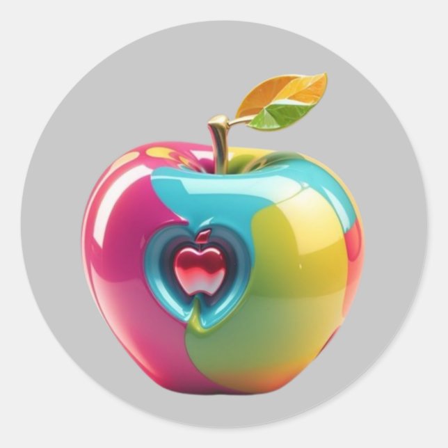 Sticker Rond Art Apple vibrant (Devant)
