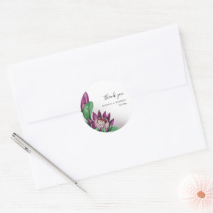 Sticker Rond Art aquarelle de la protéa roi Deep Purple
