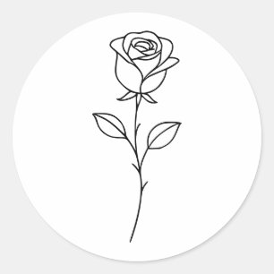 Sticker Rond Art botanique minimaliste de rose en ligne