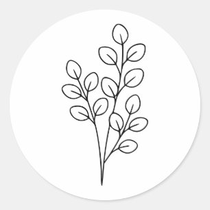 Sticker Rond Art botanique minimaliste Eucalyptus