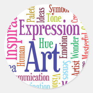 Sticker Rond Art créatif et inspiration Word Cloud
