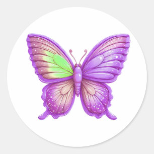 Sticker Rond Art de ballon papillon violet vibrant