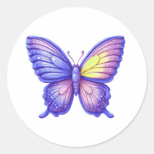 Sticker Rond Art de ballon papillon violet vibrant
