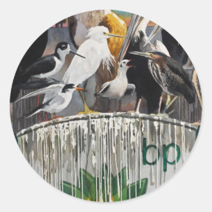 Sticker Rond Art de catastrophe d'huile de langue de volaille