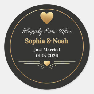 Sticker Rond 🌹 Art de célébration de mariage à cœur orné 👑
