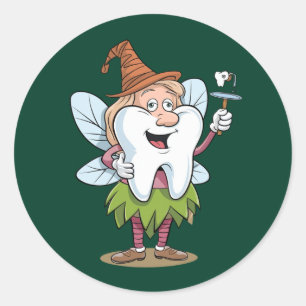 Sticker Rond Art de la fée des dents magiques