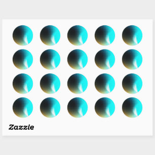 Sticker Rond Art de maille de dégradé abstrait turquoise orange