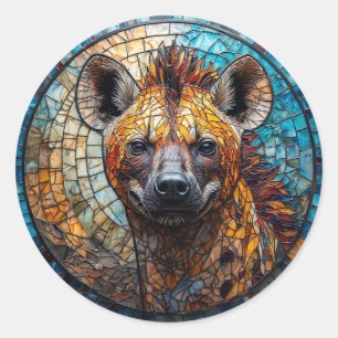 Sticker Rond ✨ Art de mosaïque de faune hyène