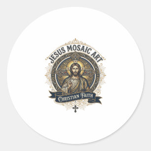 Sticker Rond Art de mosaïque Jésus Art de mosaïque Jésus Foi ch