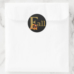 Sticker Rond Art De Mot D'Automne Plaid