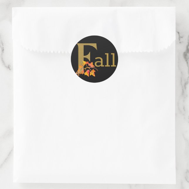 Sticker Rond Art De Mot D'Automne Plaid (Sac)