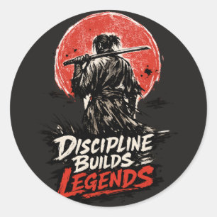 Sticker Rond Art de motivation de la discipline des samouraïs