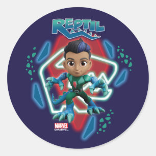 Sticker Rond Art de personnage reptile lumineux