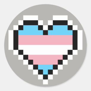 Sticker Rond Art de pixel de fierté de transsexuel de LGBT