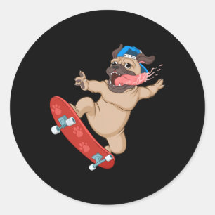 Sticker Rond Art de skateboard drôle pour garçons hommes skate