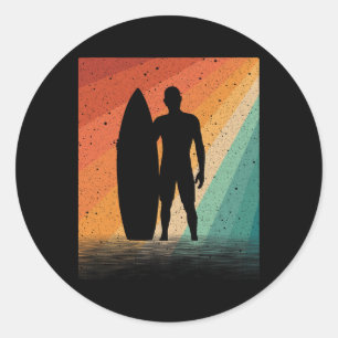 Sticker Rond Art de surfeur cool pour hommes garçons surf hawaï