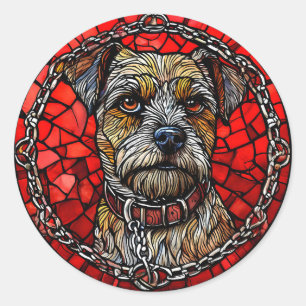 Sticker Rond Art de vitrail de chien