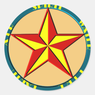 Sticker Rond Art Déco Magic Pentagram 1930s Couleur