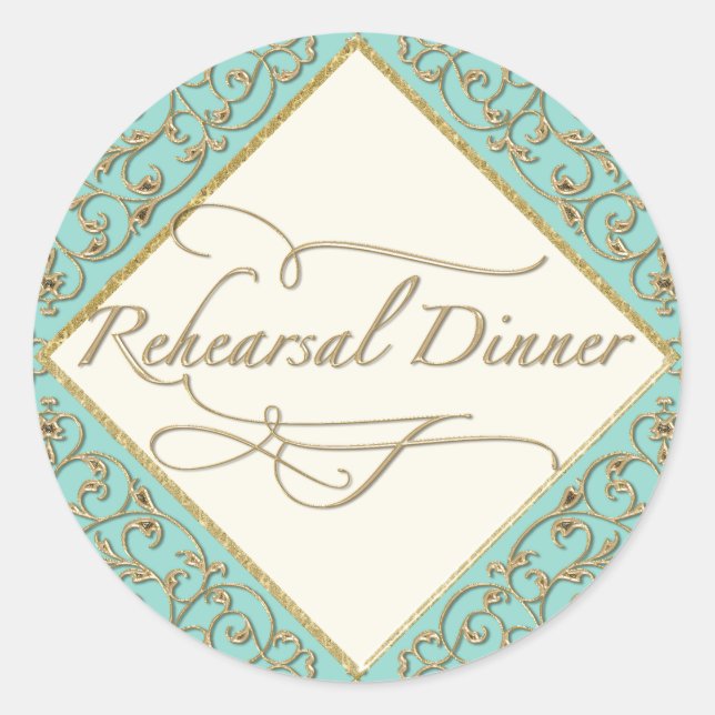Sticker Rond Art Déco Nouveau Dentelle Damas Golden Calligraphi (Devant)