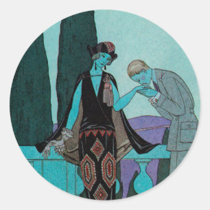 Sticker Rond Art Déco vintage La Villa d'Este par George Barbie
