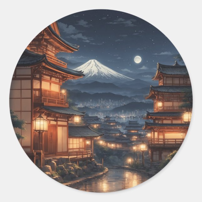 Sticker Rond Art d'illustration japonaise n° 2 (Devant)