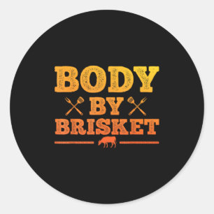 Sticker Rond Art drôle de grillade de viande pour hommes femmes
