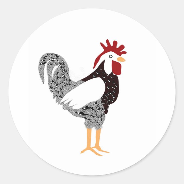 Sticker Rond Art du coq : Wyandotte cadeaux de poule en dentell (Devant)