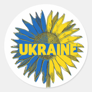 Sticker Rond Art du tournesol ukrainien
