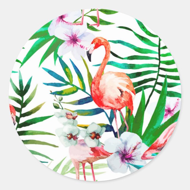 Sticker Rond Art flamand tropical (Devant)