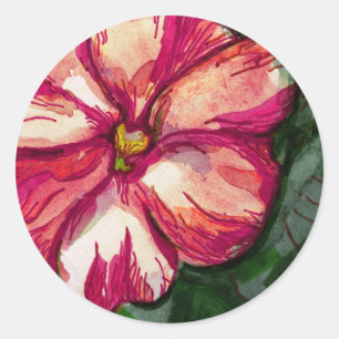 Sticker Rond Art Fleur Balsam Rose